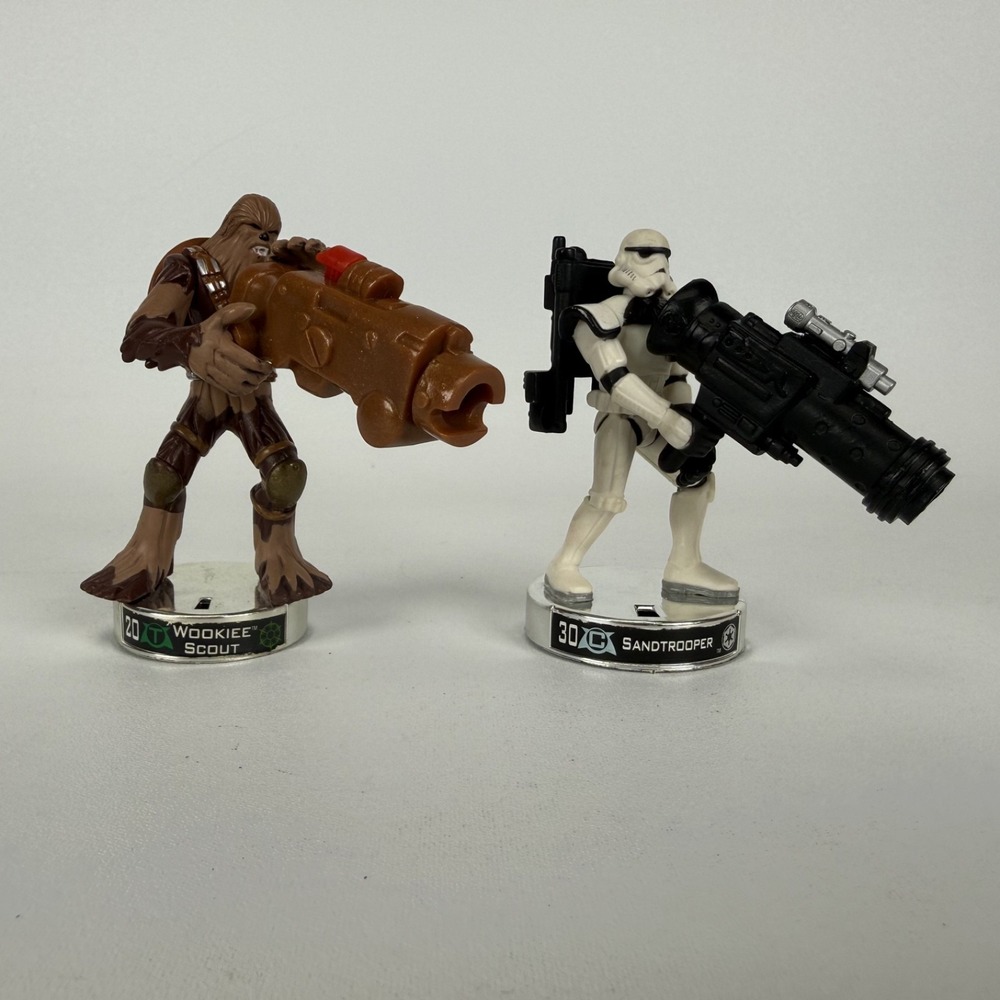 Hasbro 2005‎ Star Wars Attactix - SILVER BASE Lot of 2 Figures